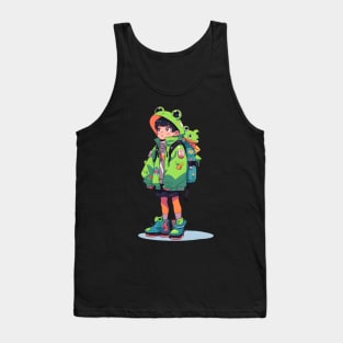 Kawaii Frog Anime School Boy Tank Top